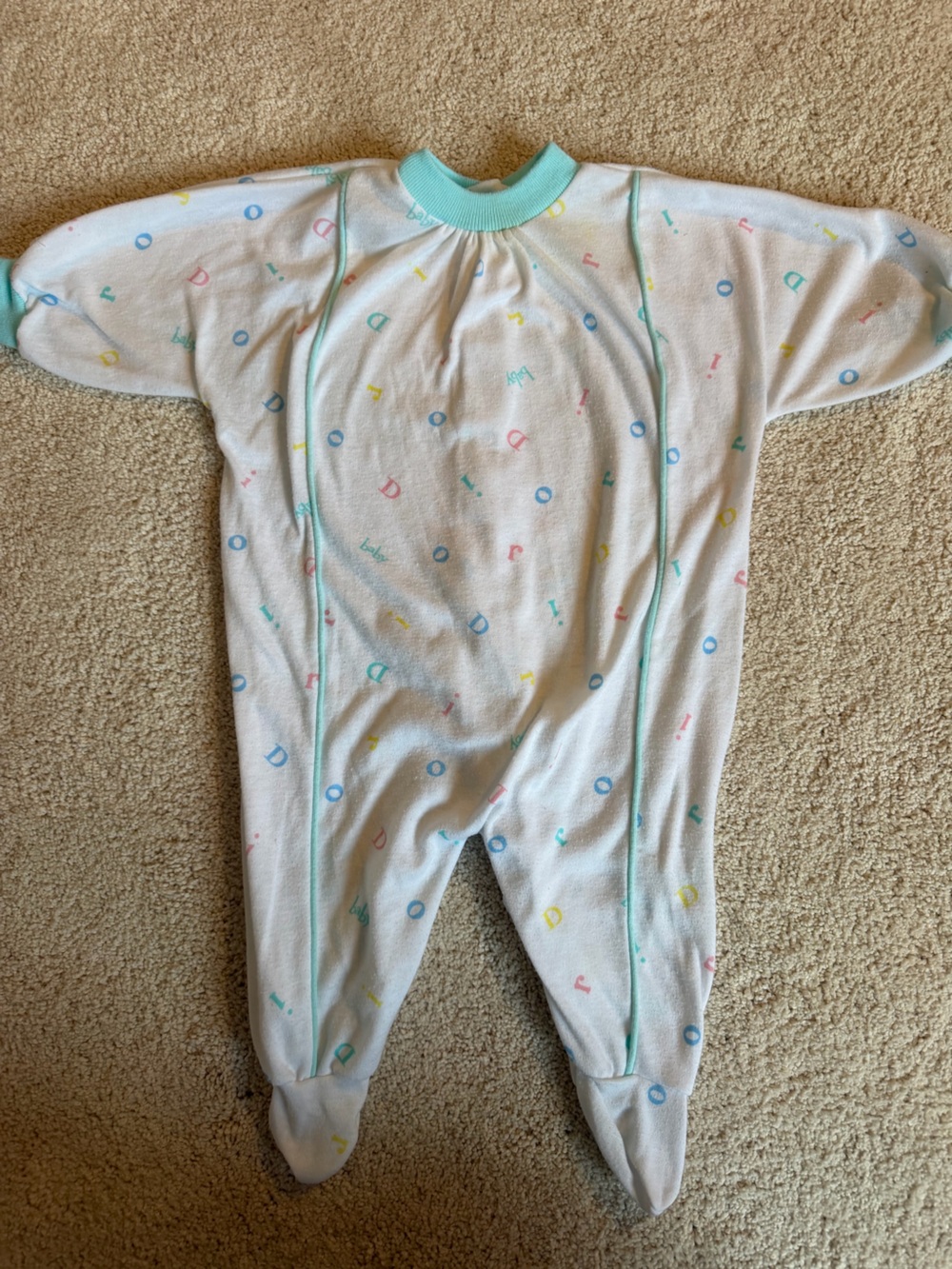 Vintage Baby Dior Footed Sleeper 3-6M Multicolor Logo Print Made in USA